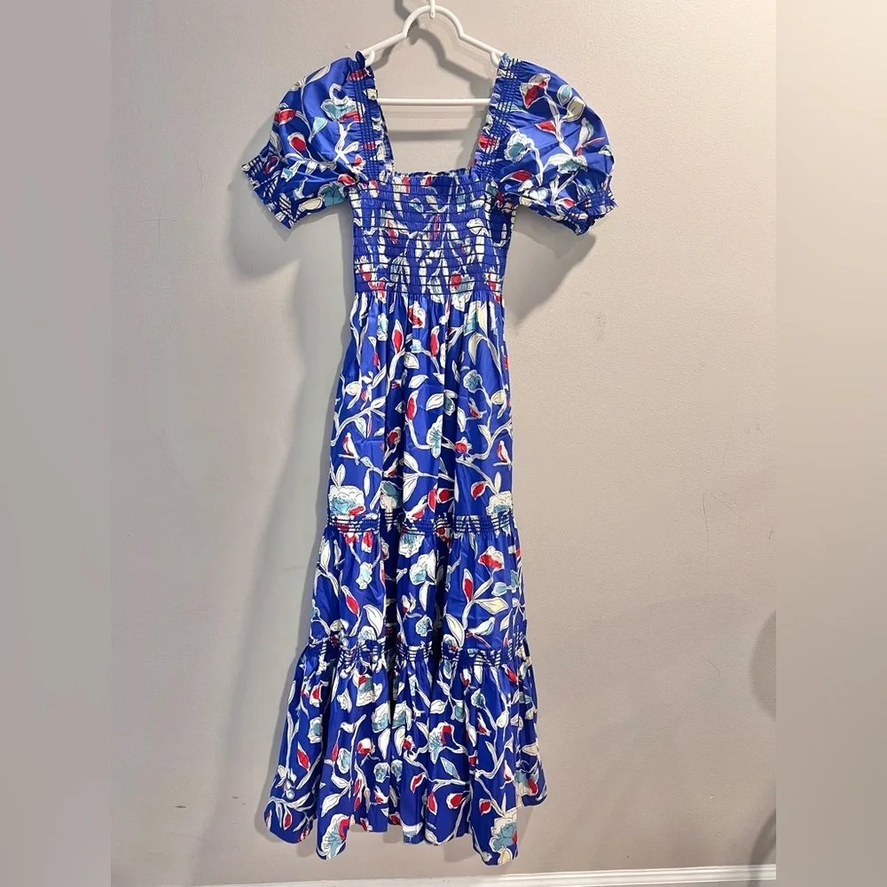 Tory Burch Blue Smocked Midi Dress - Collectors Item!